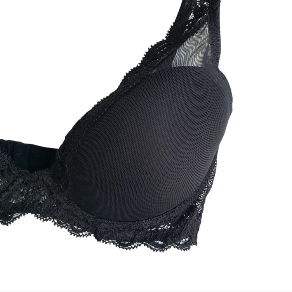 Natori Black Lace Plunge Feathers Bra 34.5 - Never Worn